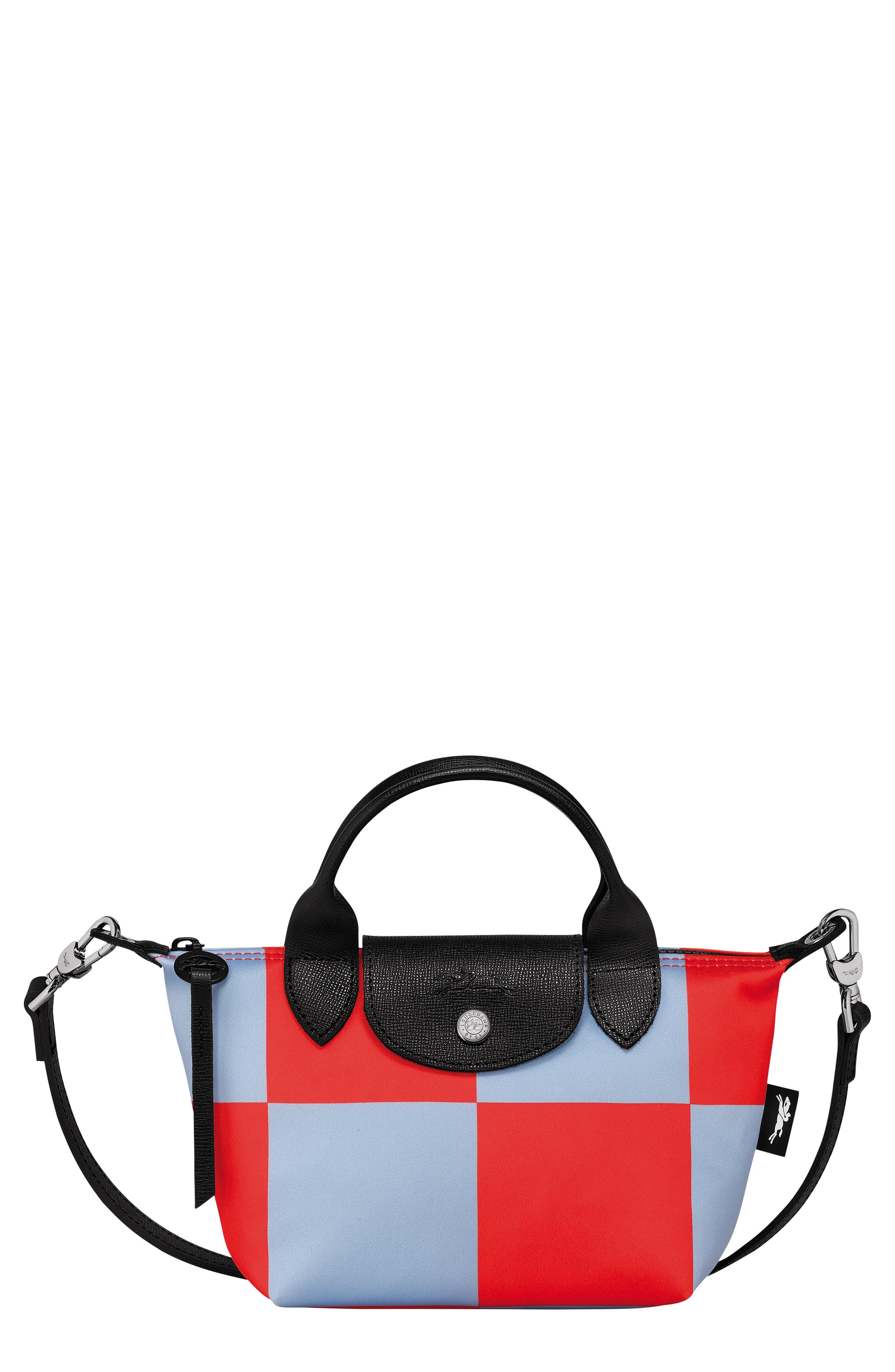Extra Small Le Pliage Casaque Recycled Canvas Crossbody Bag, Main, color, SKY BLUE/ RED