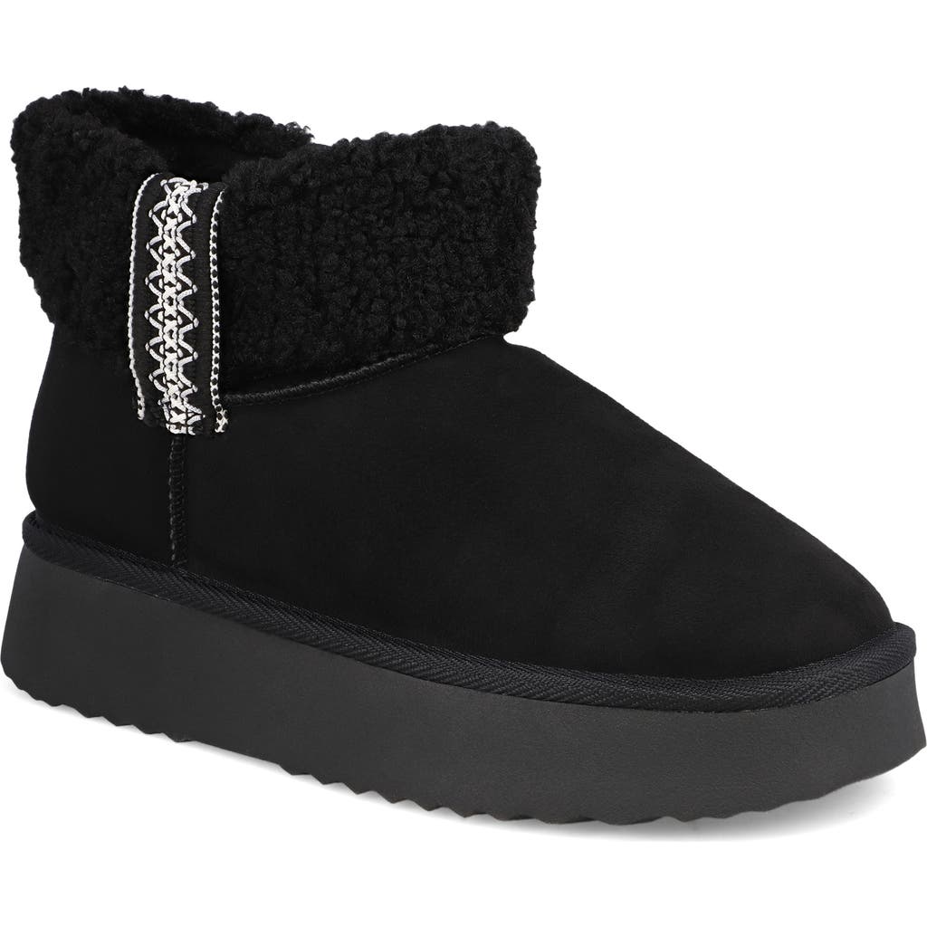 Mia Iceland Faux Shearling Platform Bootie In Black