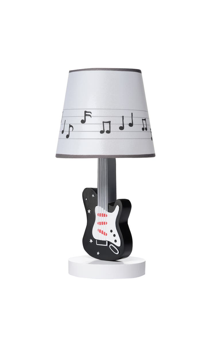 Lambs & Ivy Rock Star Guitar Lamp with Musical Notes Shade & Bulb, Alternate, color, Black