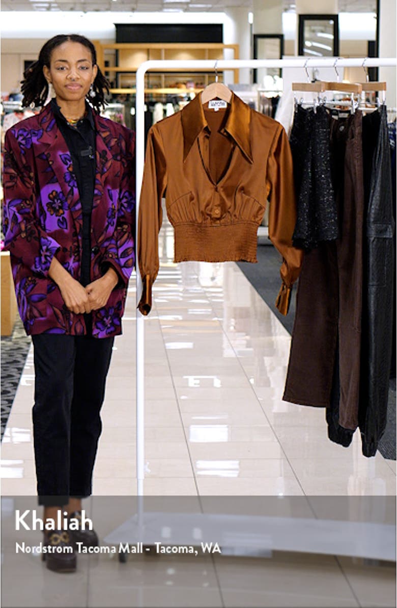 Smocked Waist Satin Shirt, sales video thumbnail