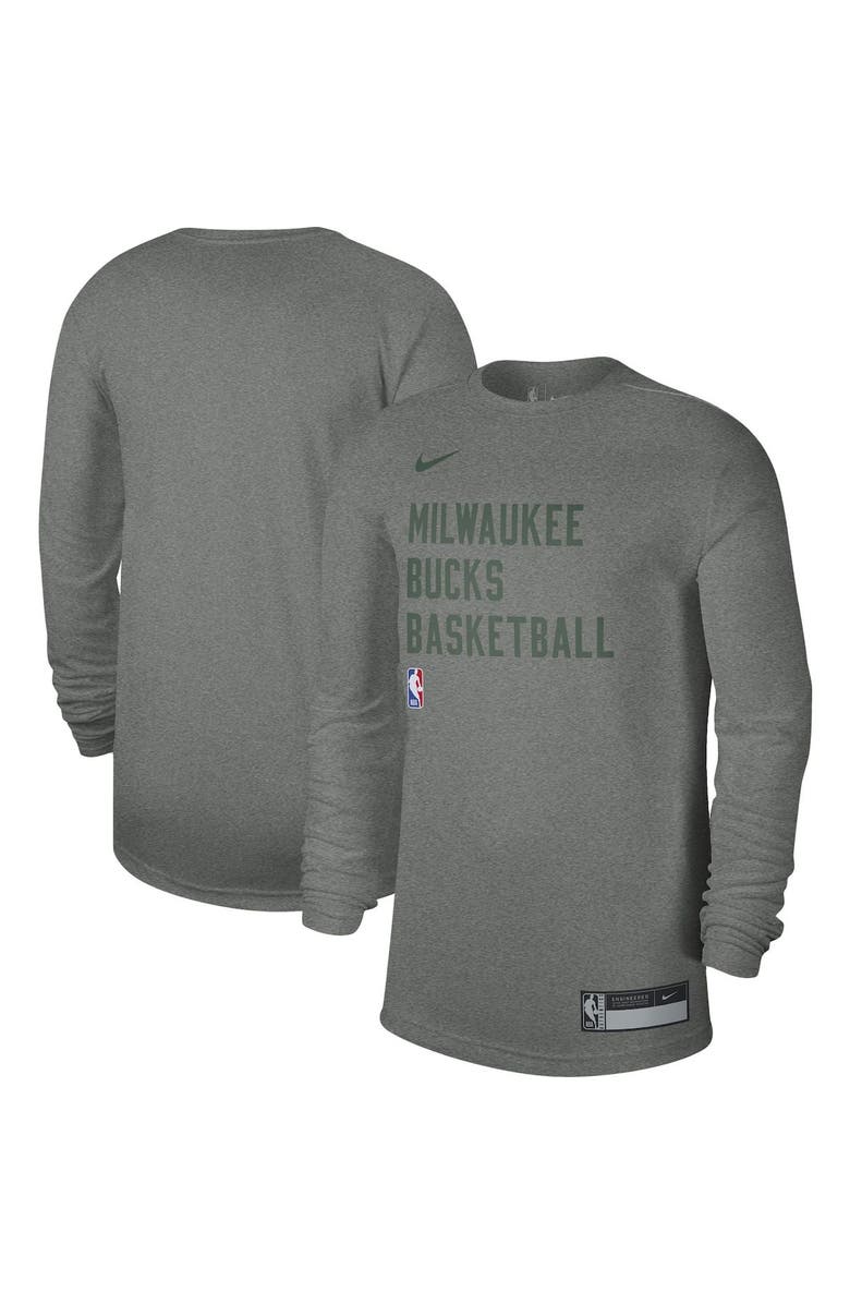 Nike Unisex Nike Heather Gray Milwaukee Bucks 2023/24 Legend On-Court Practice Long Sleeve T-Shirt, Main, color, Heather Gray