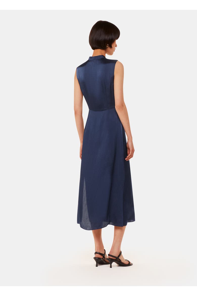 Aria Satin Sleeveless Midi Dress, Alternate, color, Navy