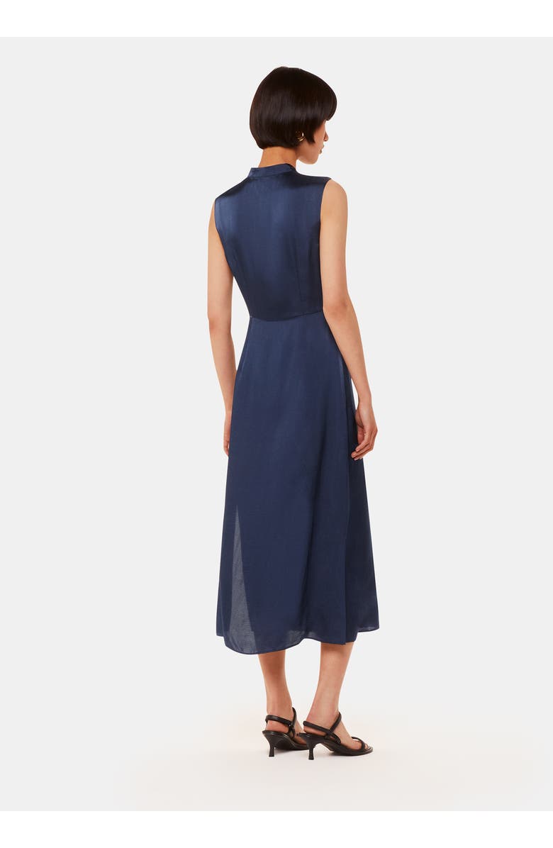 Whistles Aria Satin Sleeveless Midi Dress, Alternate, color, Navy