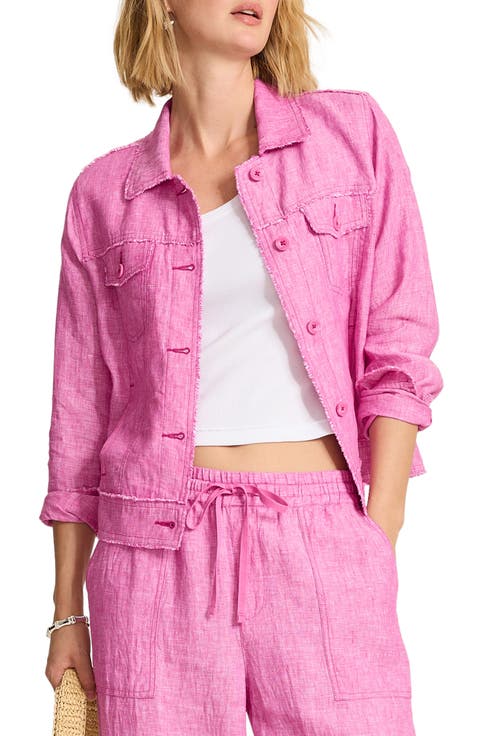 Two Palms Linen Raw Edge Jacket