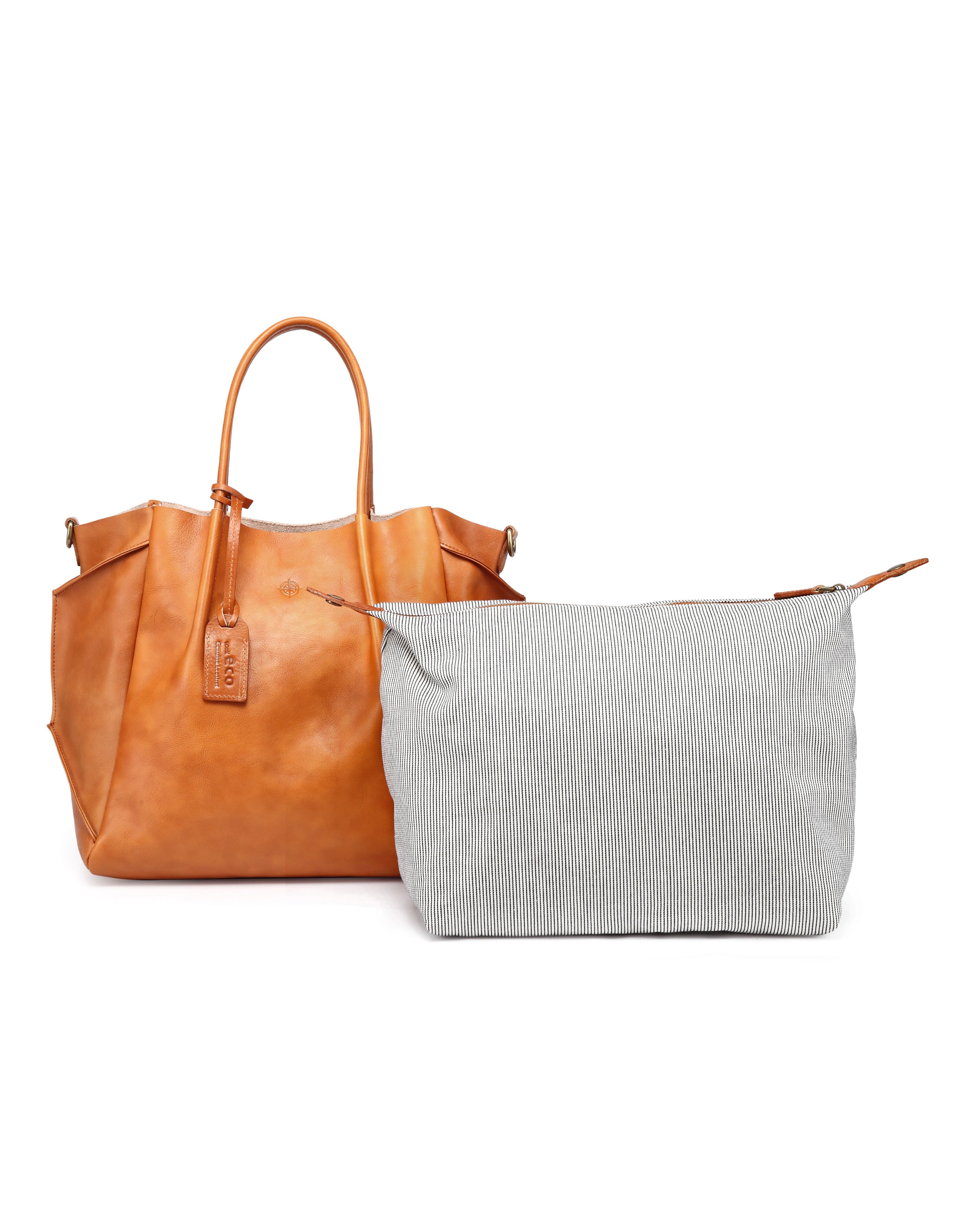 Sprout Land Genuine Leather Convertible Tote, Alternate, color, Chestnut