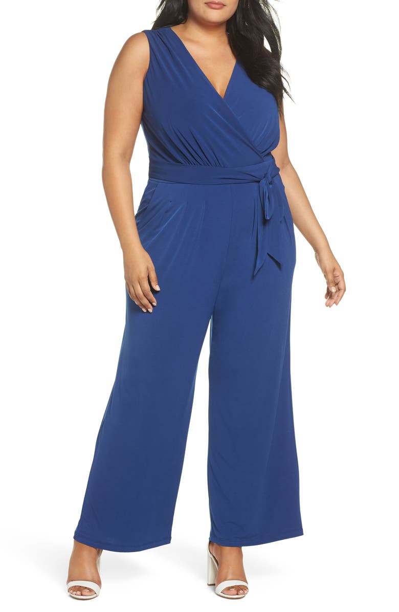 Vince Camuto Faux Wrap Wide Leg Jumpsuit, Main, color, 