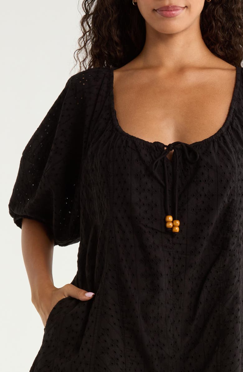 Elan Tie Waist Cover-Up Romper, Alternate, color,