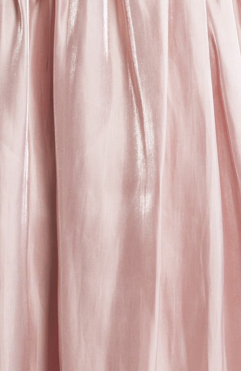Lulus Matty Ruched Metallic Sleeveless Gown, Alternate, color, Blush