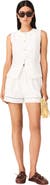 maje Embroidered linen blend shorts