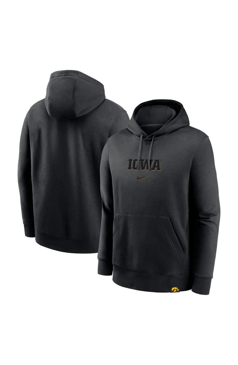 Nike Men's Nike Black Iowa Hawkeyes Statement Wordmark Lockup Pullover Hoodie, Main, color, 