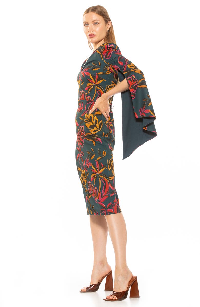 Alexia Admor Ocean Flare Sleeve Midi Dress, Alternate, color, Emerald Multi