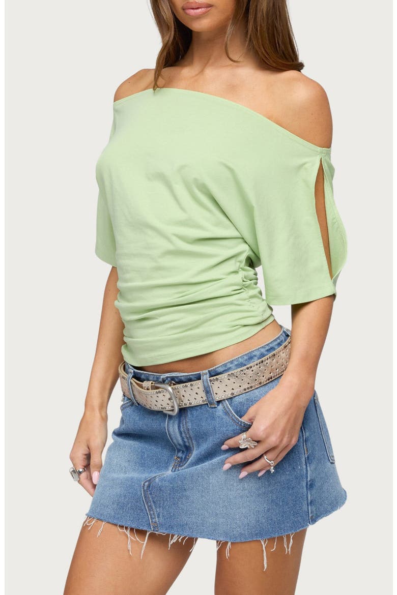 Feng Ruched Off the Shoulder Top, Alternate, color, SAGE