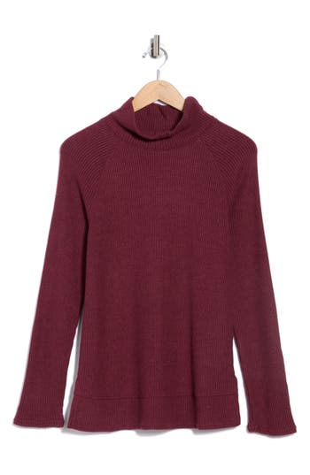 Caslon ® Cozy Cowl Neck Long Sleeve Waffle Knit Top In Burgundy