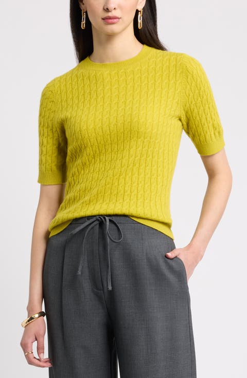 Cashmere Mini Cable Sweater Tee