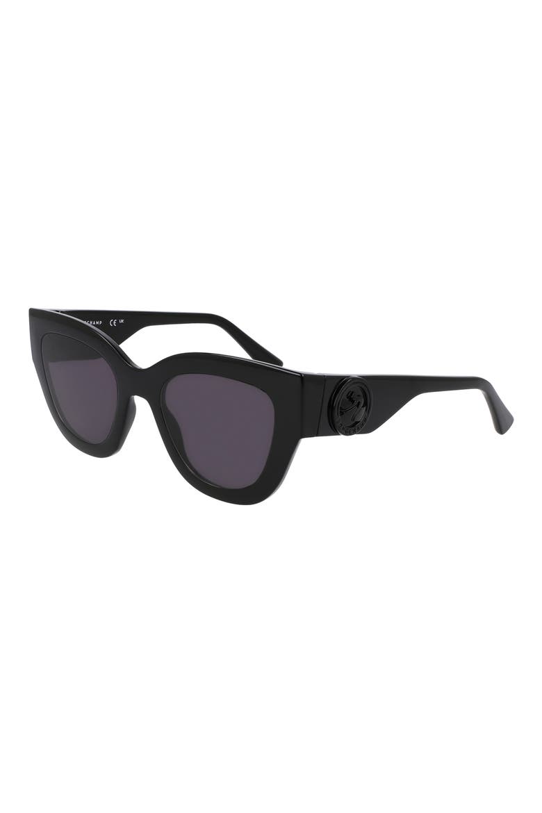 52mm Cat Eye Sunglasses, Alternate, color, BLACK