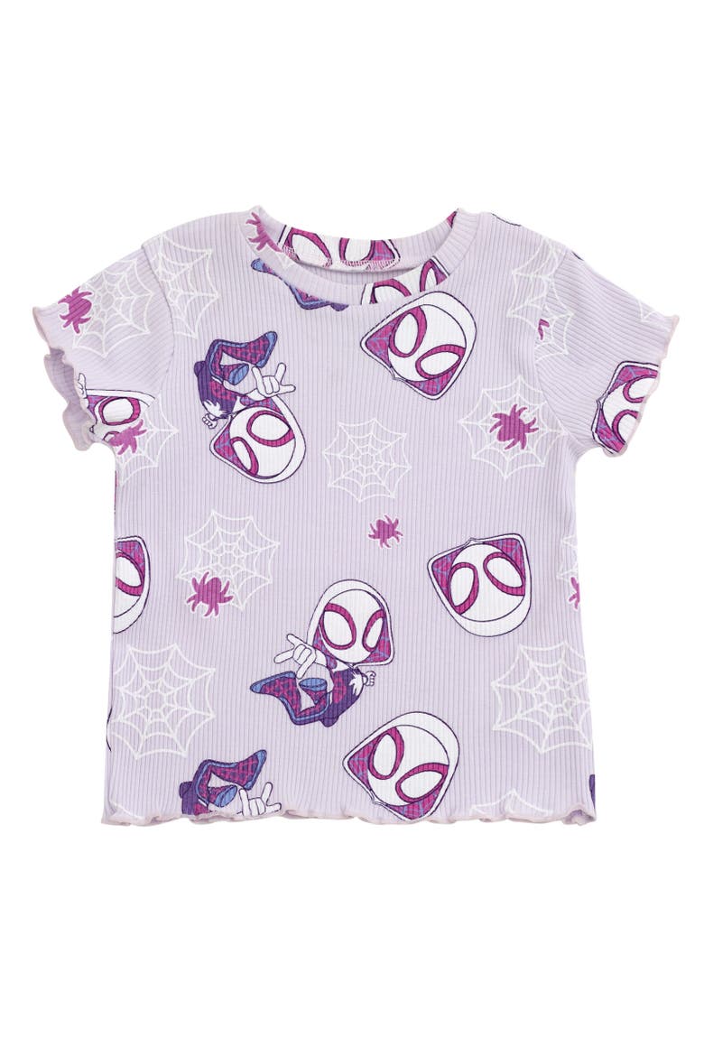 Ghost-Spider Spidey and His Amazing Friends Ribbed T-Shirt & Shorts Set, Alternate, color, Pale Purple, Ghost Spider