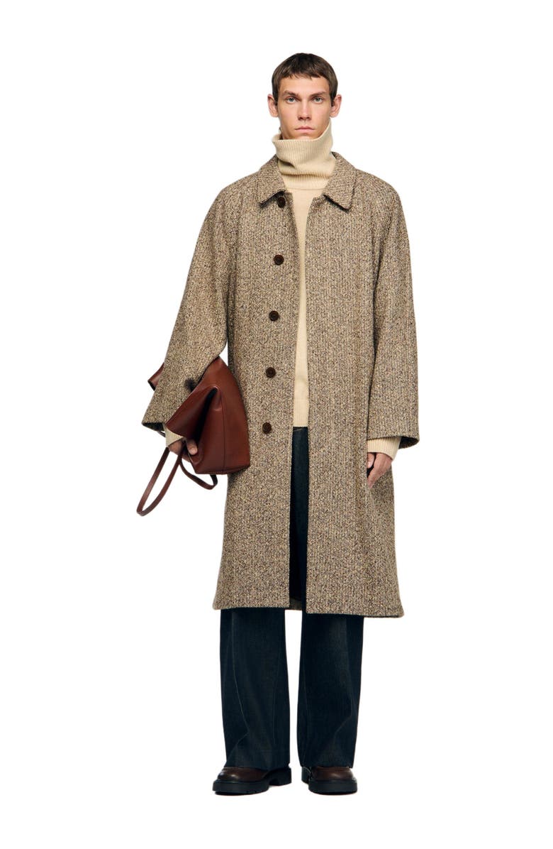 SANDRO Oversized wool coat, Alternate, color, Brown