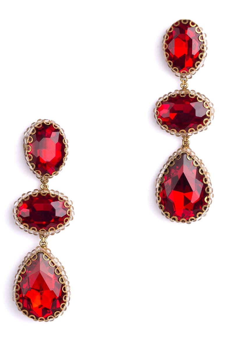 Hadlee Drop Earrings, Main, color, RUBY