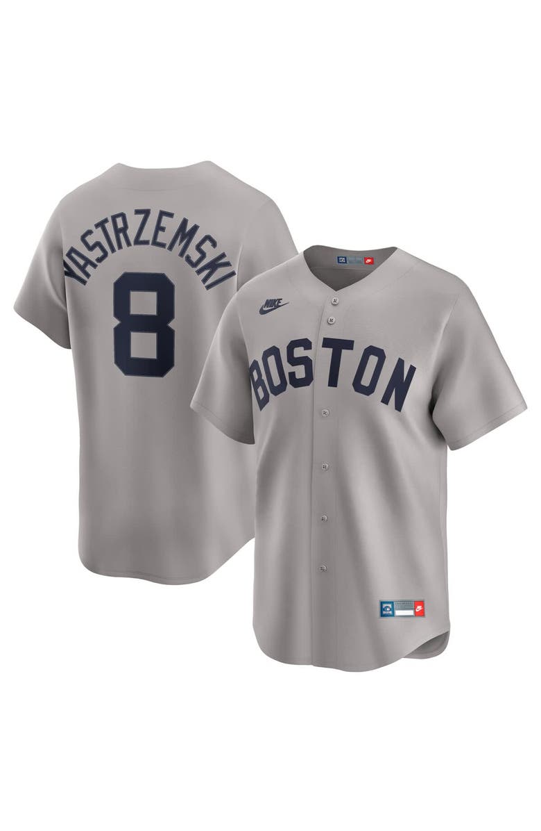 Nike Men's Nike Carl Yastrzemski Gray Boston Red Sox Throwback Cooperstown Collection Limited Jersey, Main, color, 