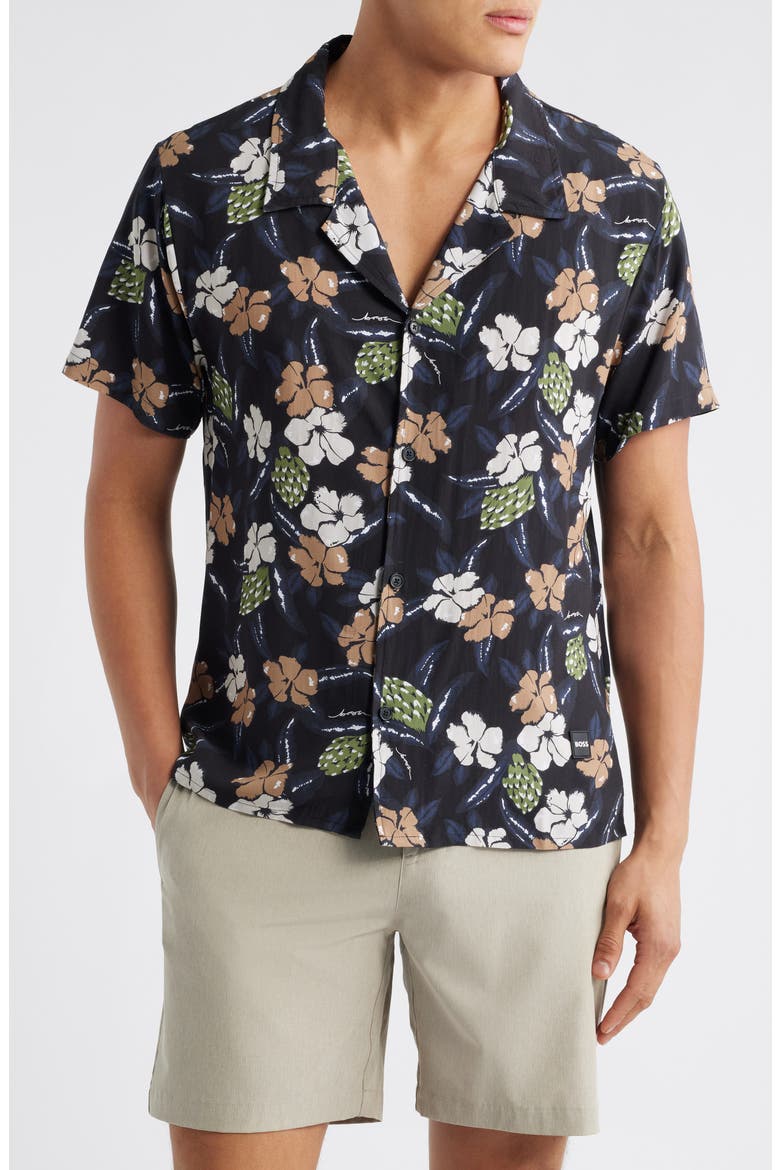 Beach Camp Shirt, Main, color, BLACK