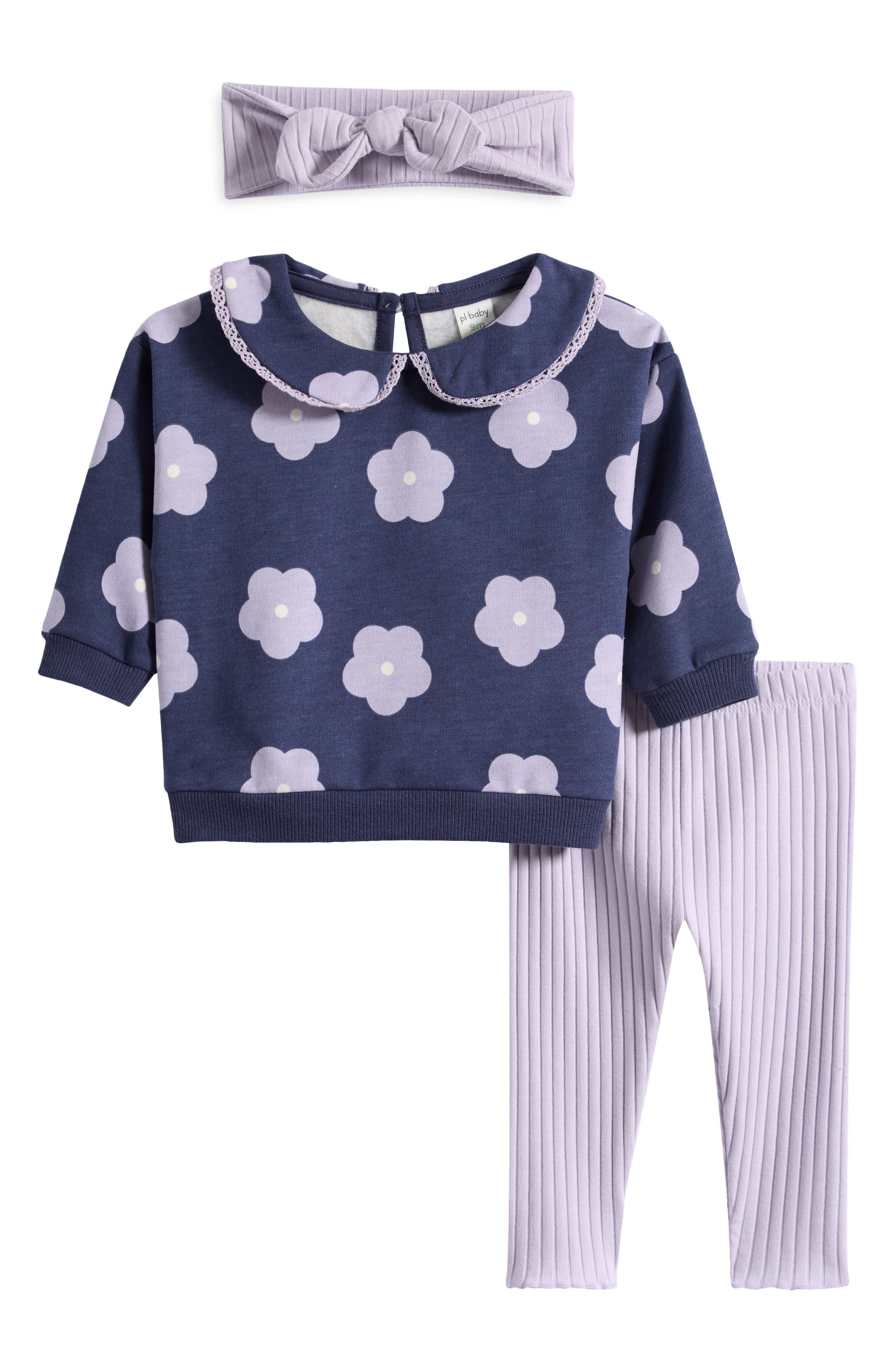 Collared Sweatshirt, Leggings & Headband Set