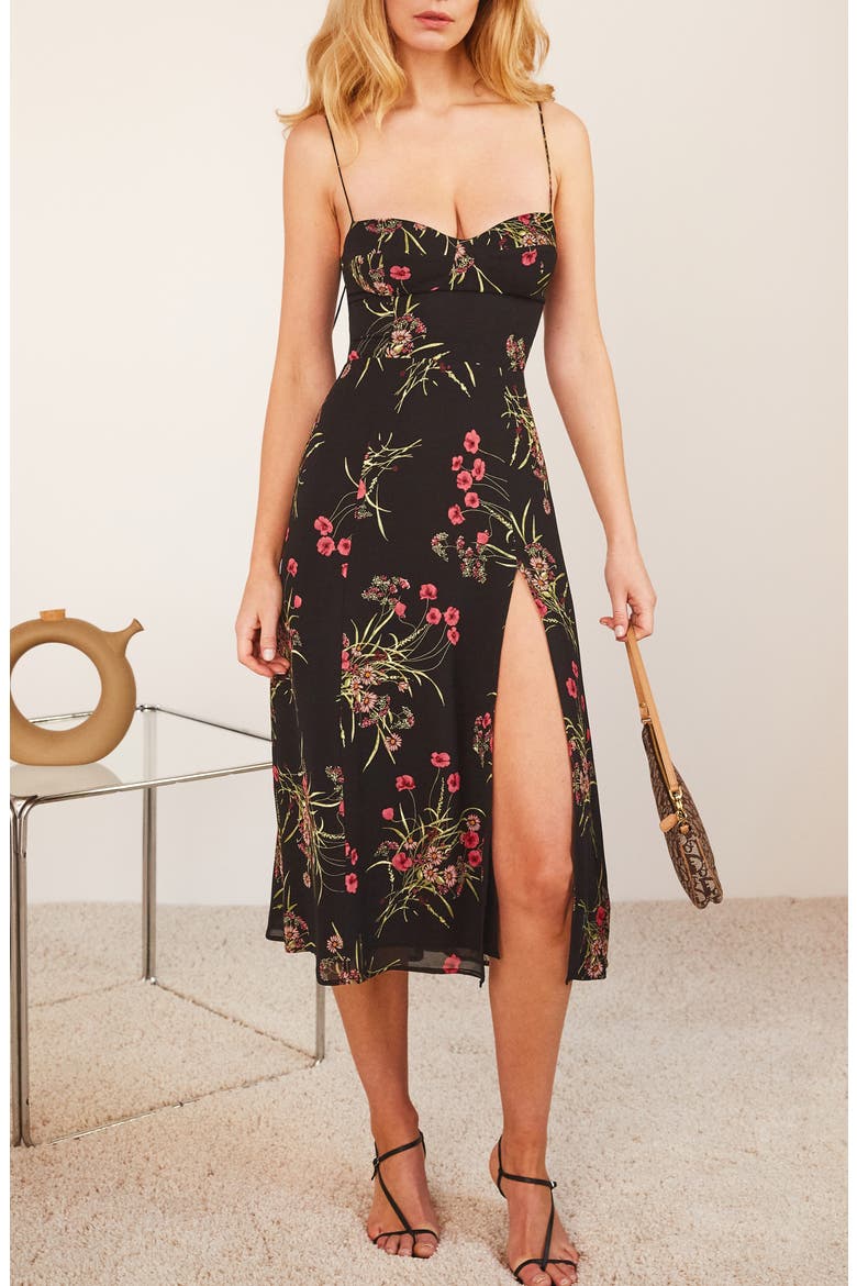 Juliette High Slit Sundress, Main, color, BLACK