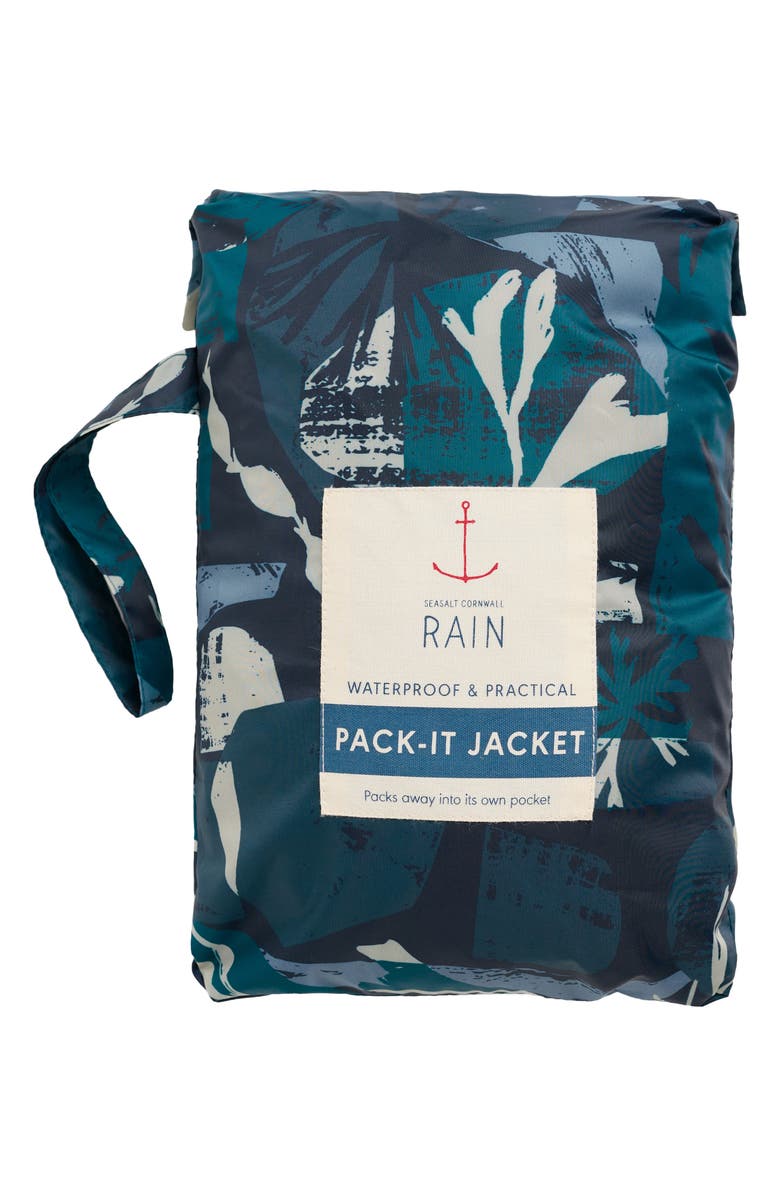Seasalt Cornwall Pack-It Waterproof Hooded Raincoat, Alternate, color, Marine Forms Lake