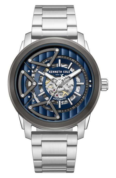 Skeleton Automatic Bracelet Watch, 44mm