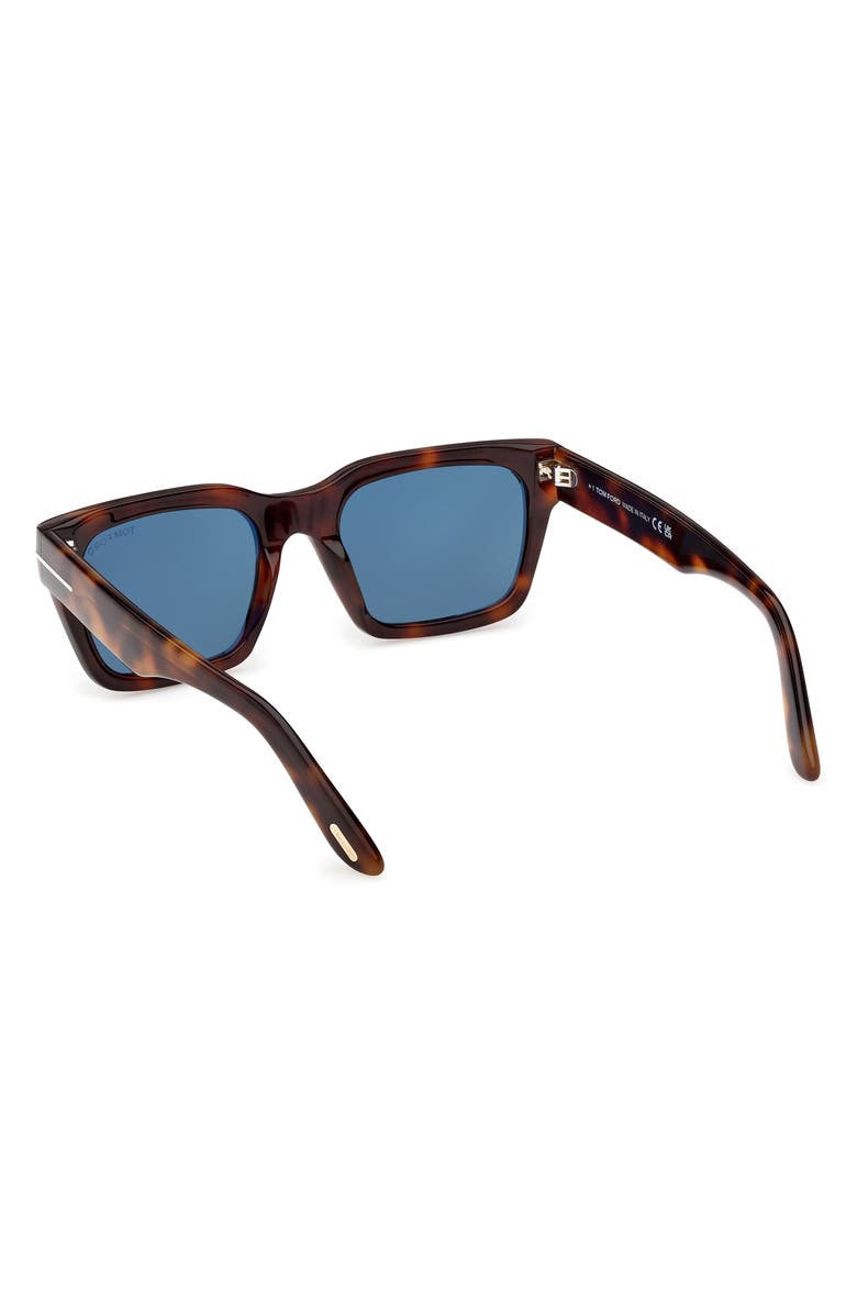 TOM FORD Andy 53mm Square Sunglasses, Alternate, color, Shiny Havana / Teal