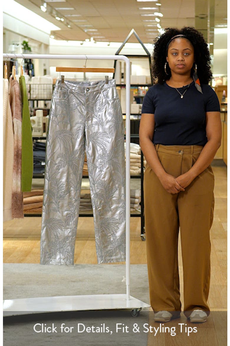 Clelia Embroidered Metallic Faux Leather Straight Leg Pants video