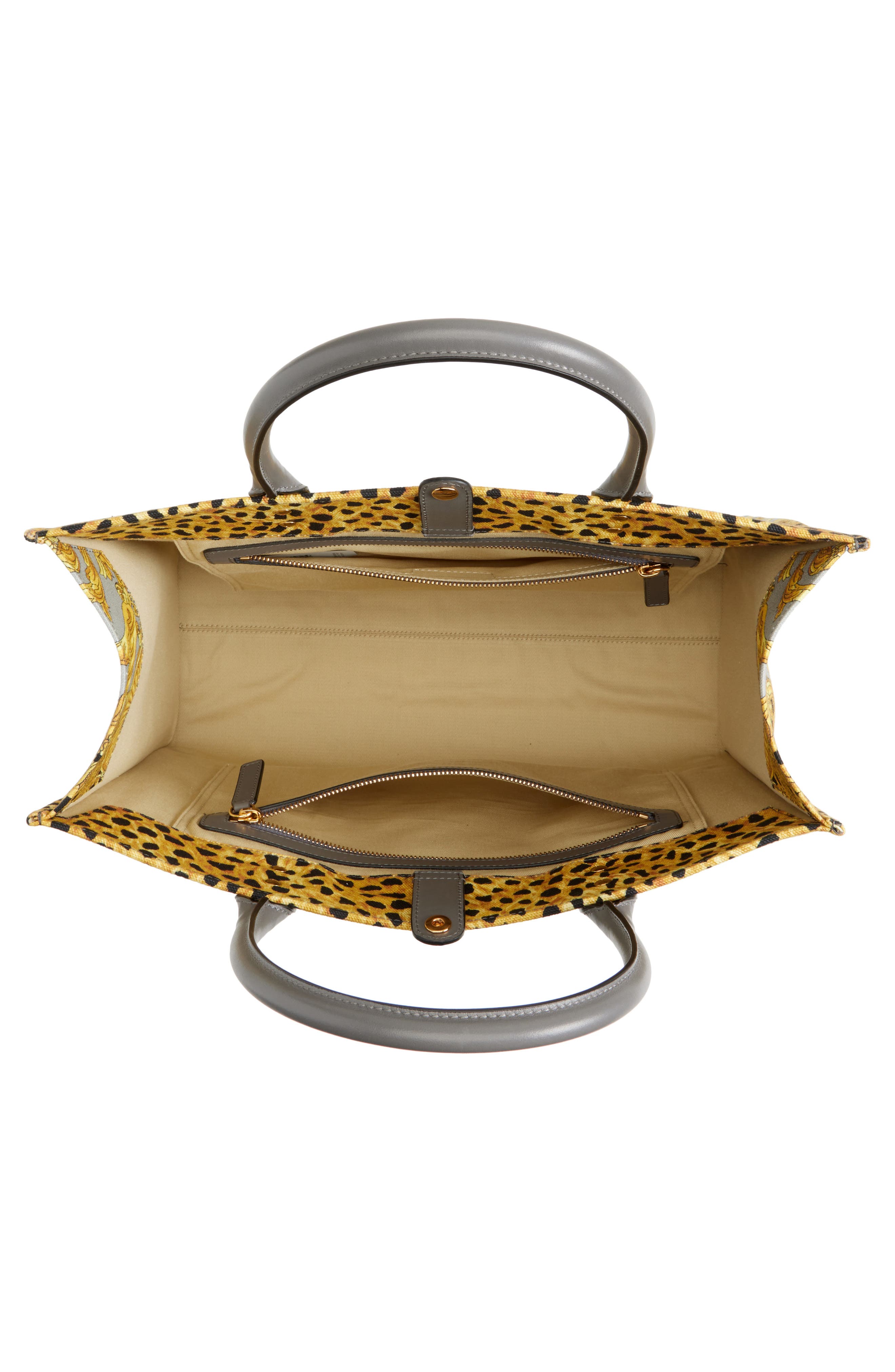 Versace La Medusa Logo Cotton Canvas Tote, Alternate, color, 