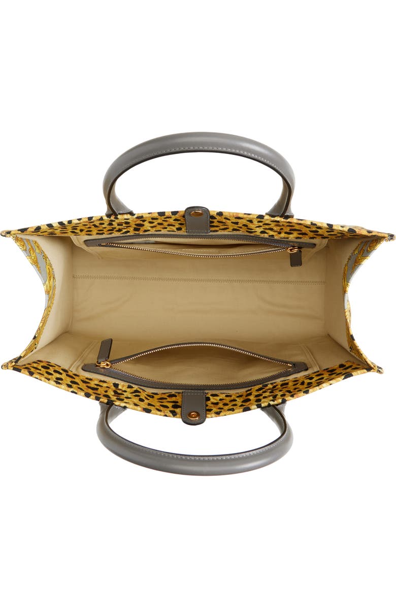 Versace La Medusa Logo Cotton Canvas Tote, Alternate, color, Elephant Versace Gold