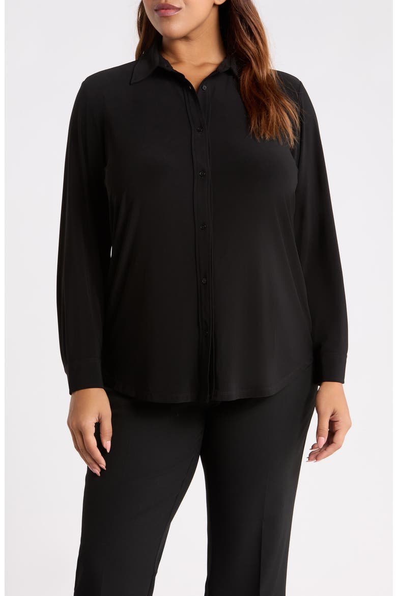 Slim Fit Long Sleeve Knit Shirt, Main, color, ANNE BLACK