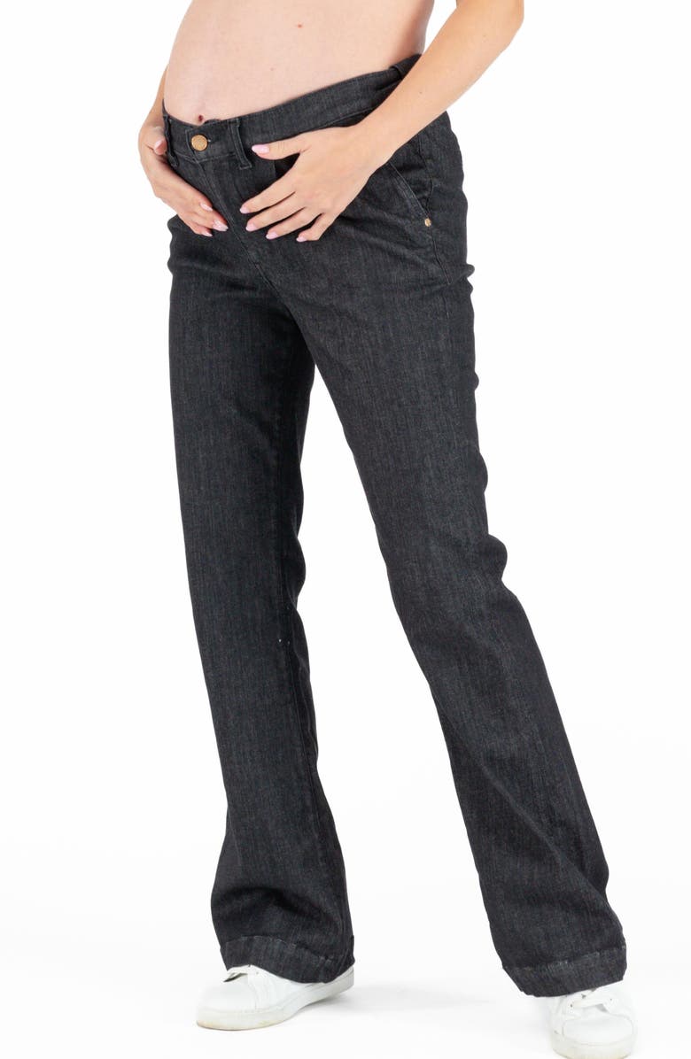 Cache Coeur Sabrina High Waist Flare Maternity Jeans, Main, color, Black