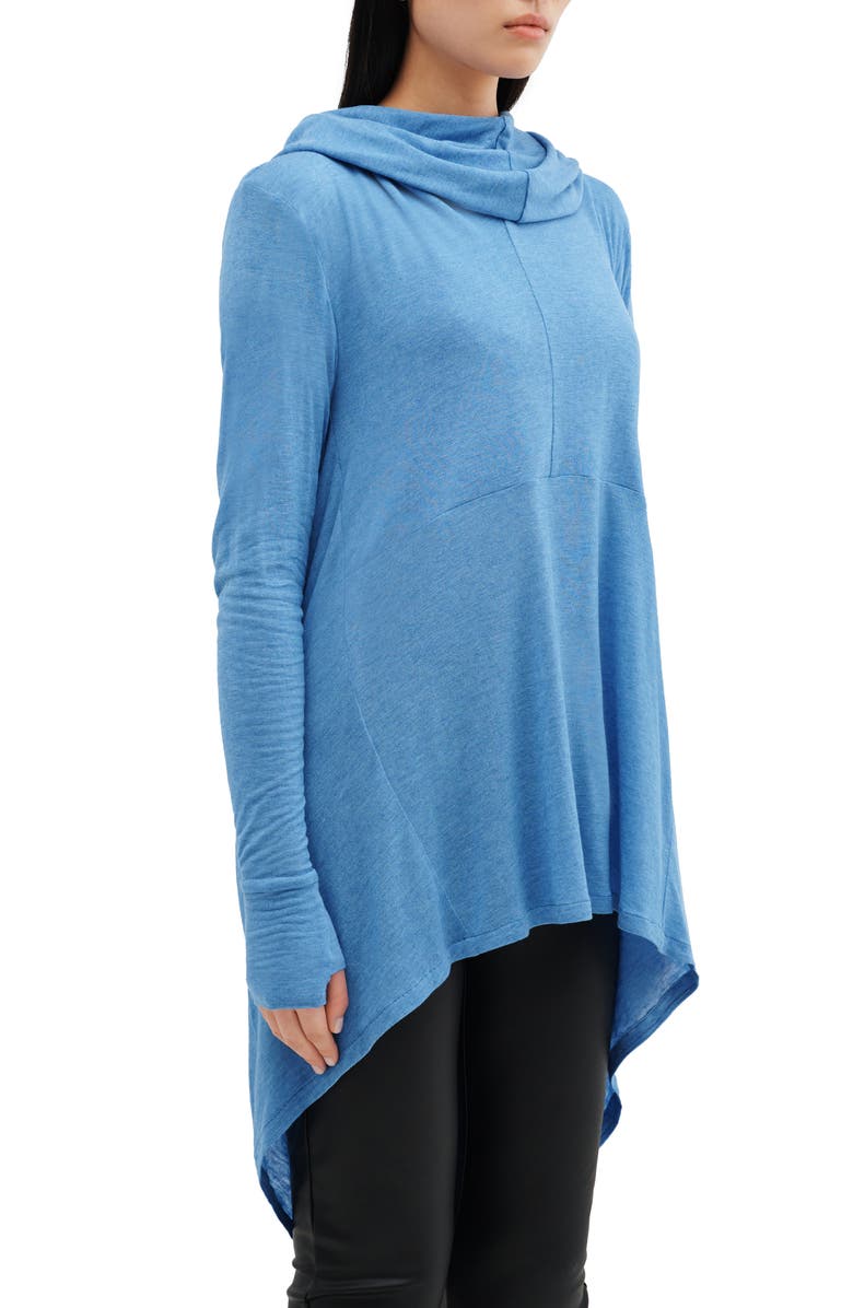 Two Lines by Marcella Berkeley Hooded Tunic Top, Alternate, color, Azure Blue