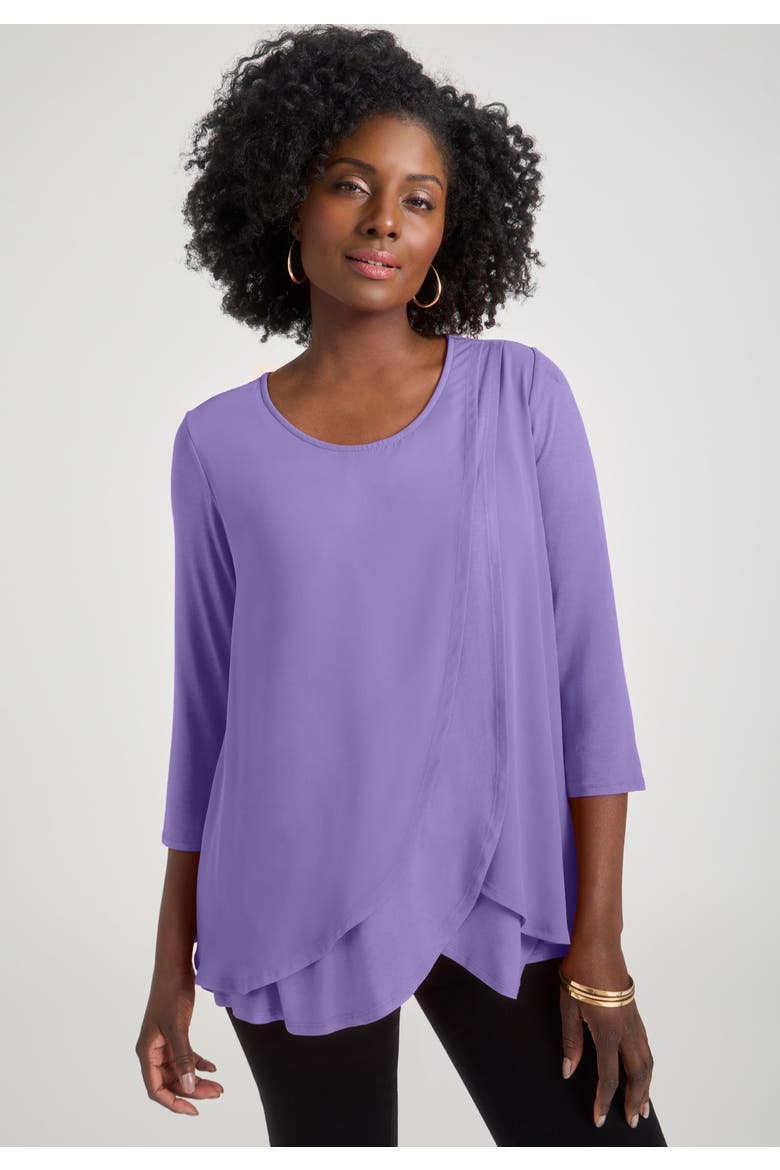 Double Layer High Low Tunic, Alternate, color, BRIGHT VIOLET