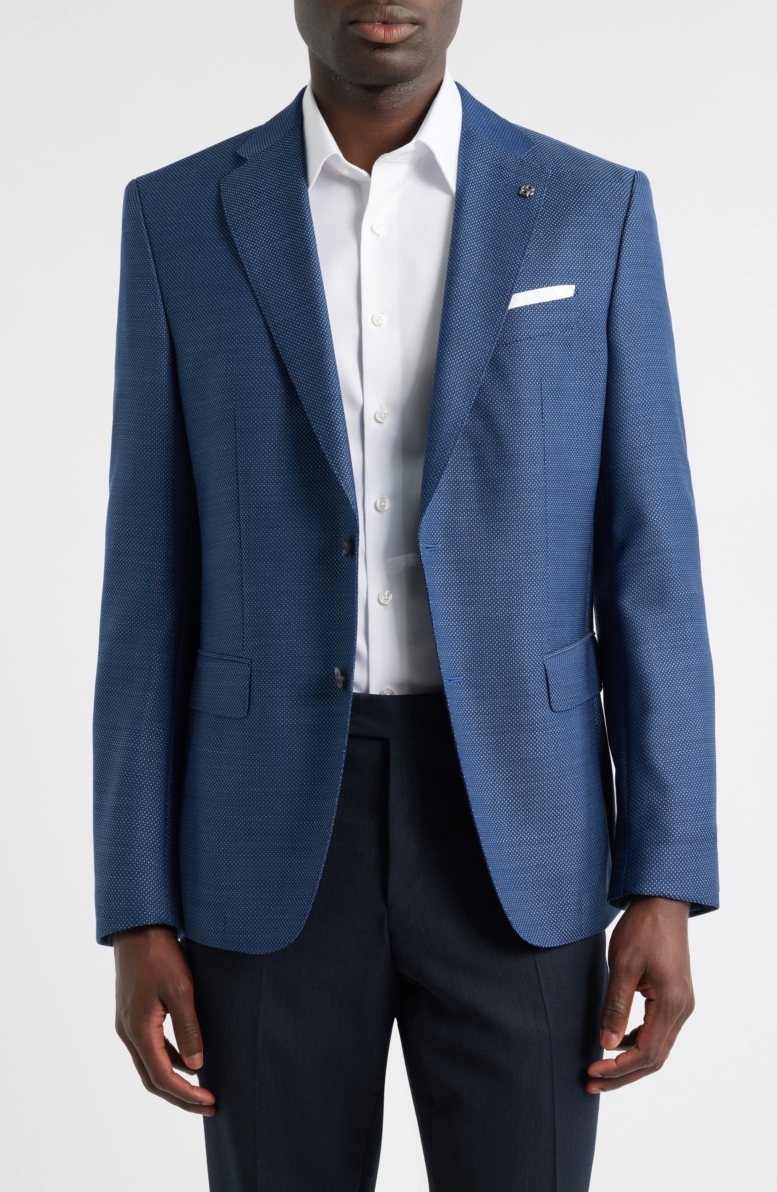 Hutson Slim Fit Blue Textured Wool Sport Coat