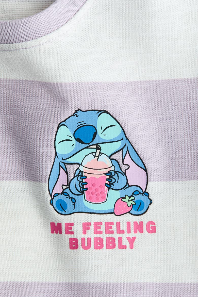 Motif-detail T-shirt Dress, Alternate, color, Light purple/Lilo & Stitch