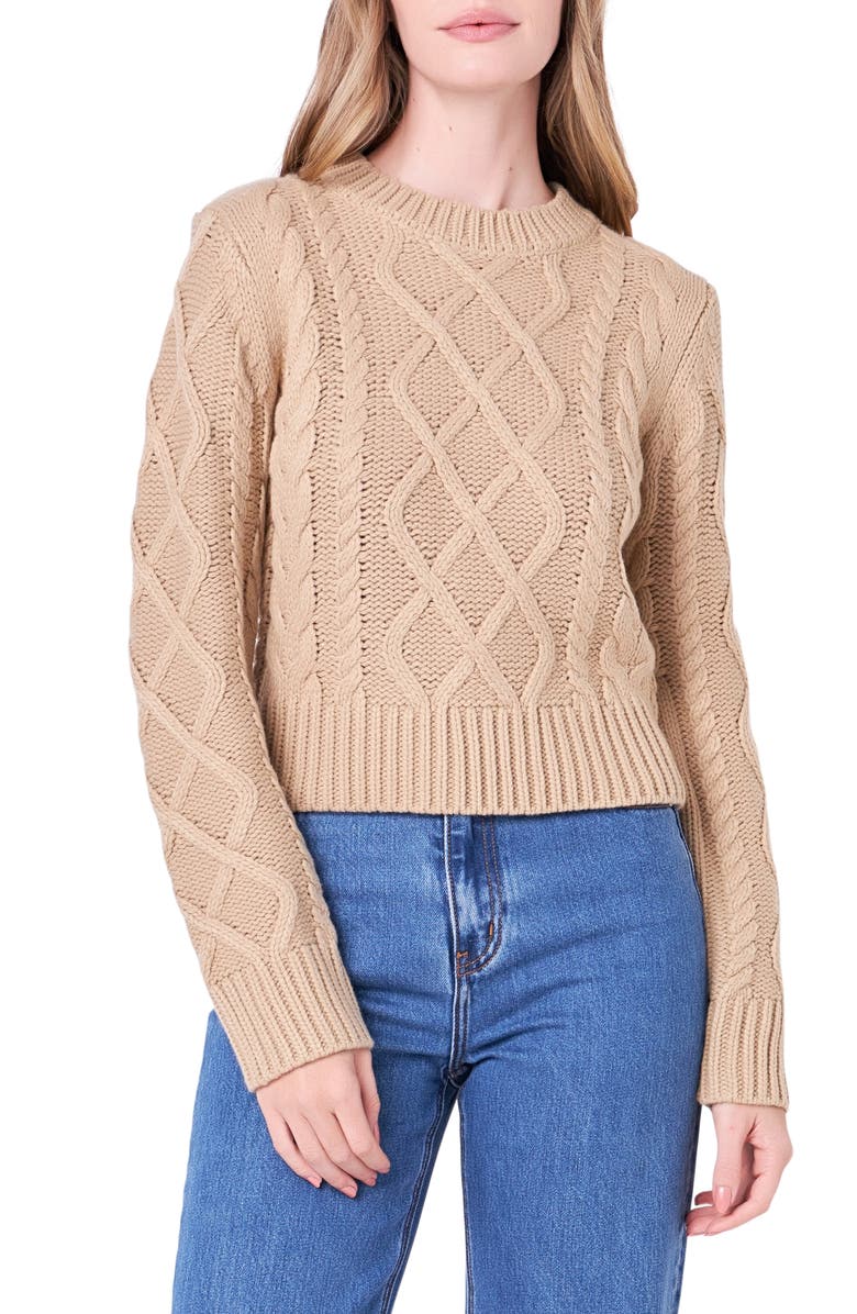 English Factory Crop Cable Stitch Sweater, Main, color, 