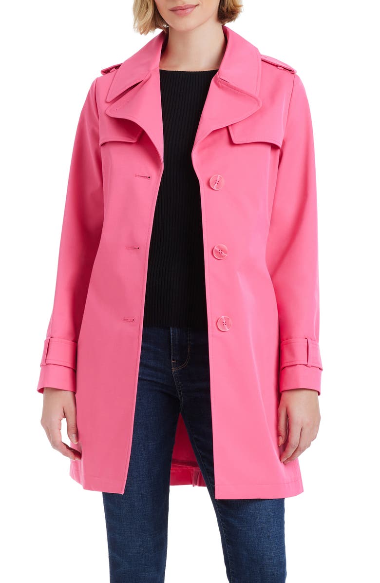 Kate Spade New York short trench coat, Main, color, Watermelon Pink