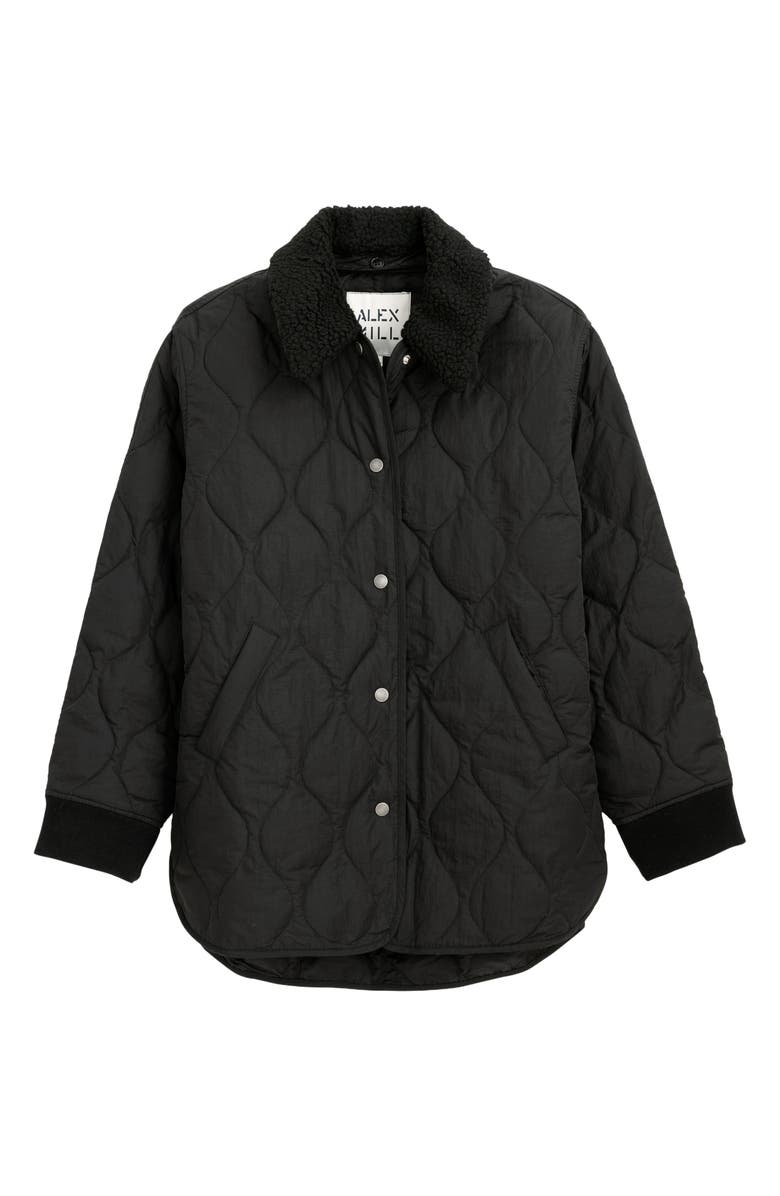 Alex Mill Wembley Quilted Bomber Jacket with Removable Faux Shearling Collar, Alternate, color, Black
