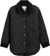 Alex Mill Wembley Quilted Bomber Jacket with Removable Faux Shearling Collar