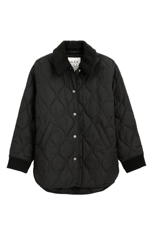 Alex Mill Wembley Quilted Bomber Jacket With Removable Faux Shearling Collar In Black