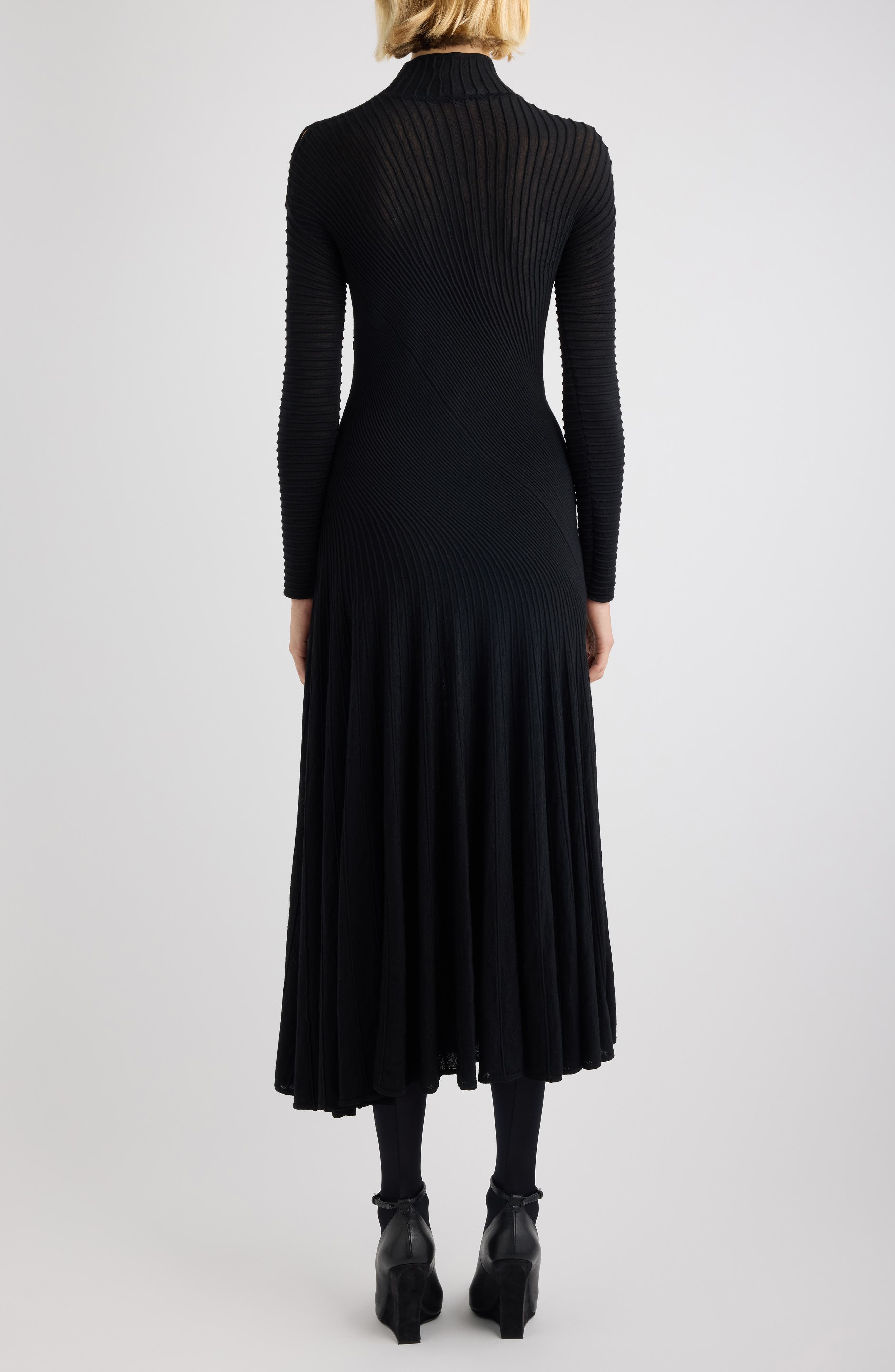Twisted Rib Long Sleeve Wool Blend Dress - image 2
