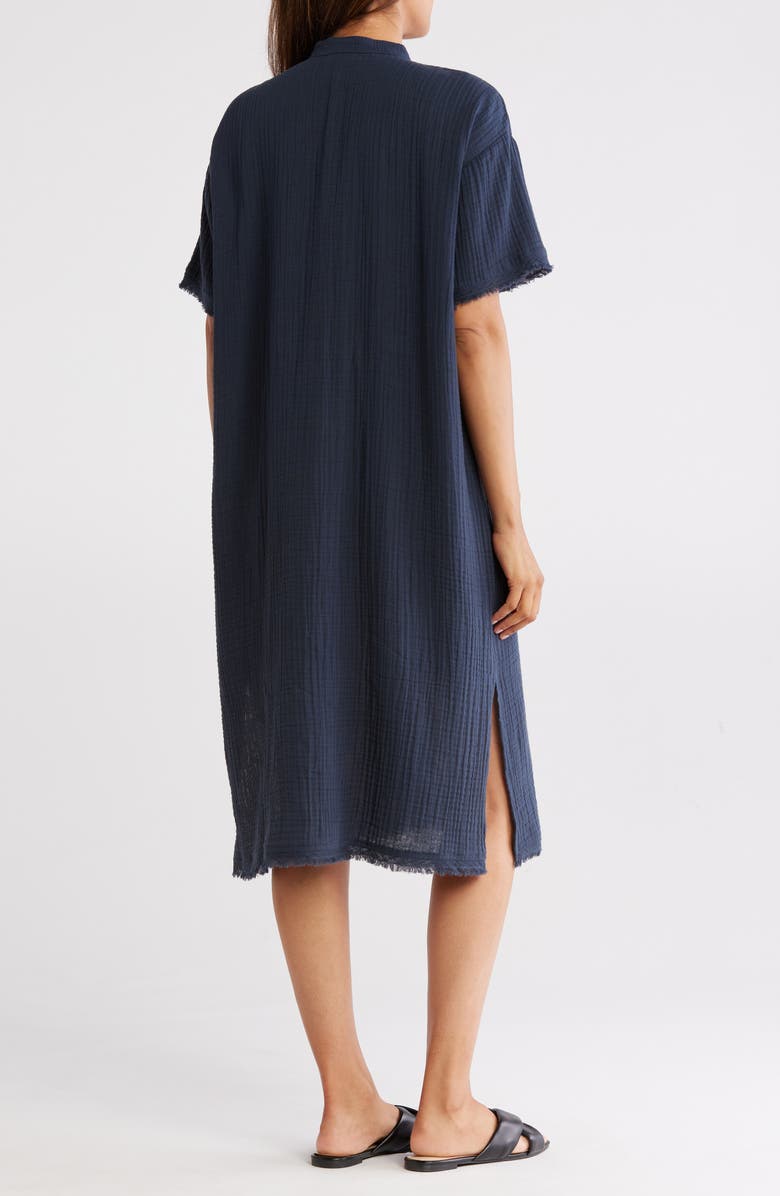 Eileen Fisher Modern Collar Cotton Shirtdress, Alternate, color,