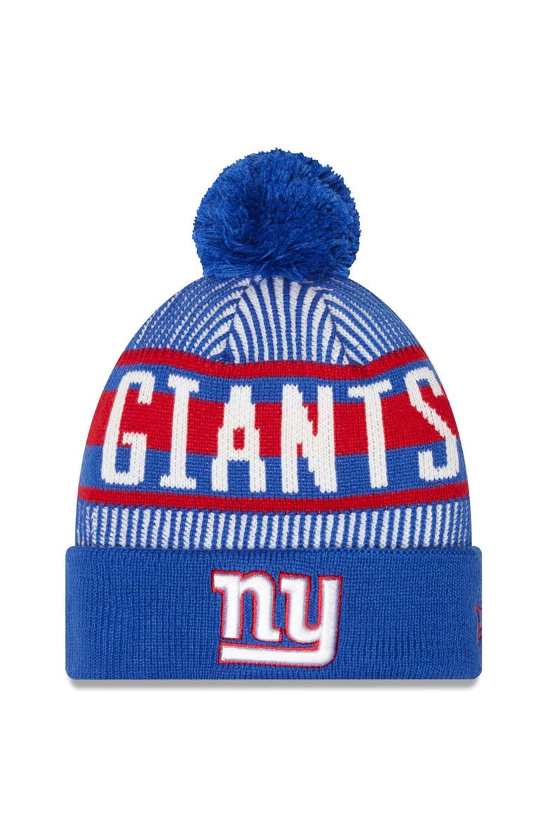 New Era Men's New Era Royal New York Giants Striped Cuffed Knit Hat with Pom, Main, color, Royal