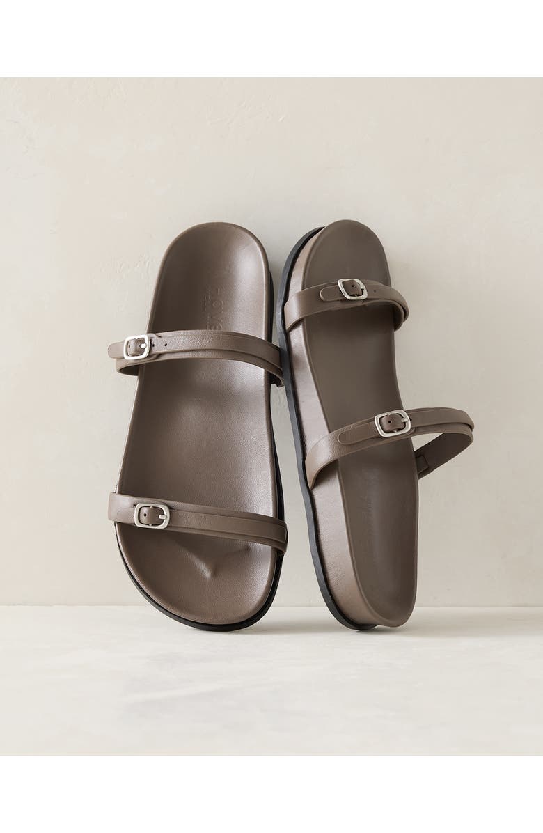 Haven Well Within Leather Double Strap Buckle Sandals, Main, color, Slate Brown