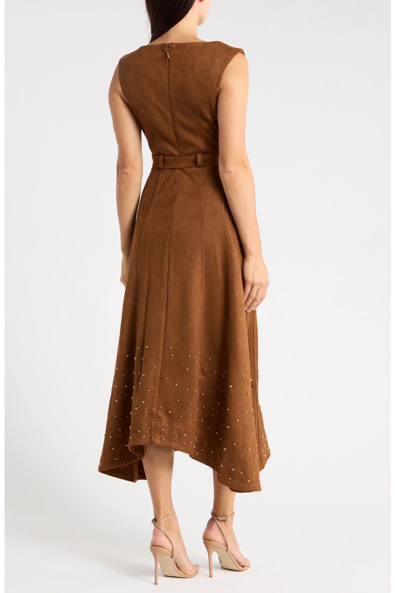 Faux Suede Belted Maxi Dress, Alternate, color, CAMEL