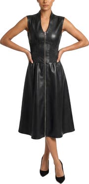 AREA STARS Faux Leather Zip Dress