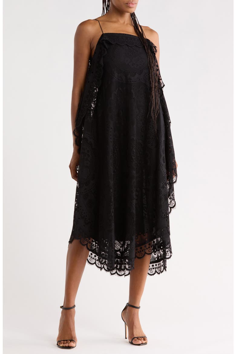 Doily Lace Dress, Main, color, BLACK